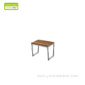 Stainless Steel Brushed Finish Teak Small Side Table